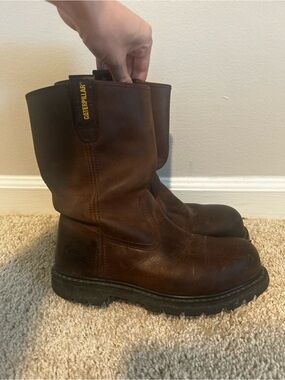 Caterpillar Brown Leather Pull-On Work Boots